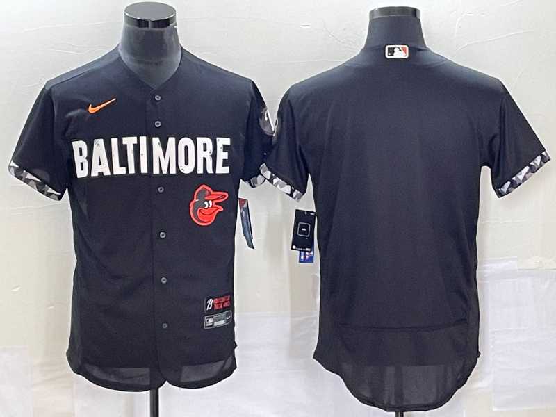 Men's Baltimore Orioles Blank Black 2023 City Connect Flex Base Stitched Jerseys
